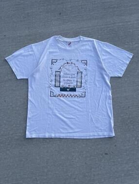 Vintage 90s God Religious Jesus Saying Quote T-Shirt Size Mens Large L Window